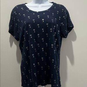 Navy Palm Tree Print Short Sleeve Tee